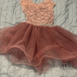 Girls Pink Lace and Tulle Dance Costume Dress